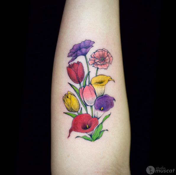 Vibrantly colored flowers by Haruka