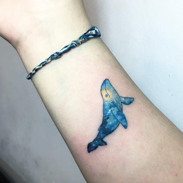 Cosmic whale tattoo by Mojo