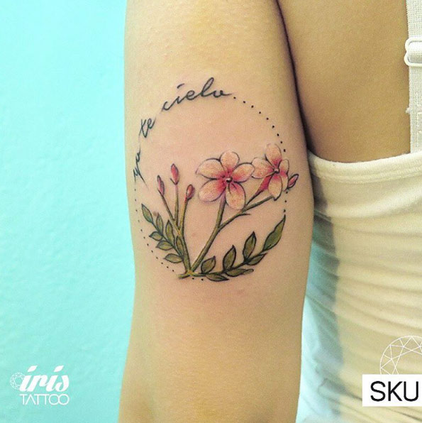 Flower tricep tattoo by Sku