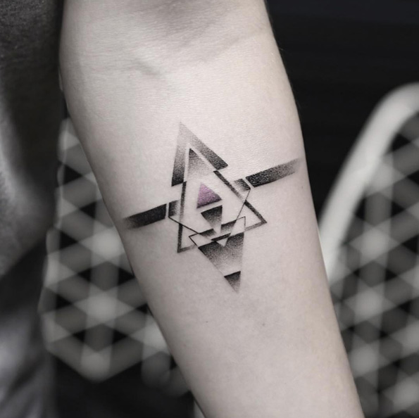 Geometric tattoo by Balazs Bercsenyi