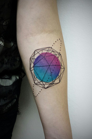 Geometric planet tattoo by Alien Wata