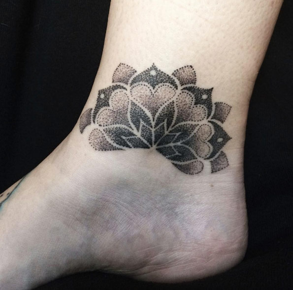 Dotwork mandala ankle tattoo by LOLO
