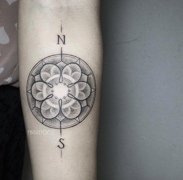 Stunning mandala compass tattoo by Fin Tattoos