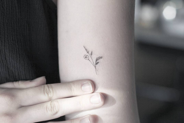 Miniature flower tattoos by Lindsay April