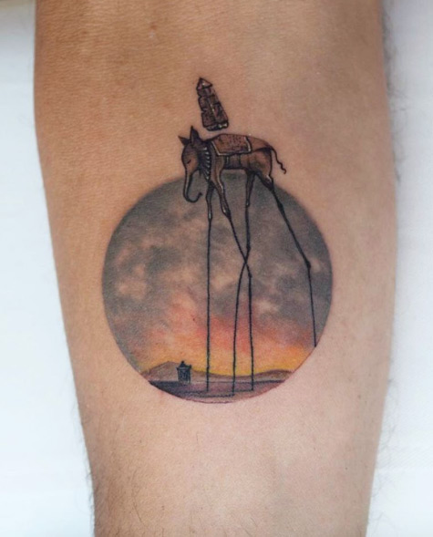 Salvador Dali inspired tattoo by Eva Krbdk