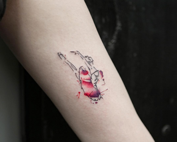 Watercolor ballerina tattoo by Georgia Grey