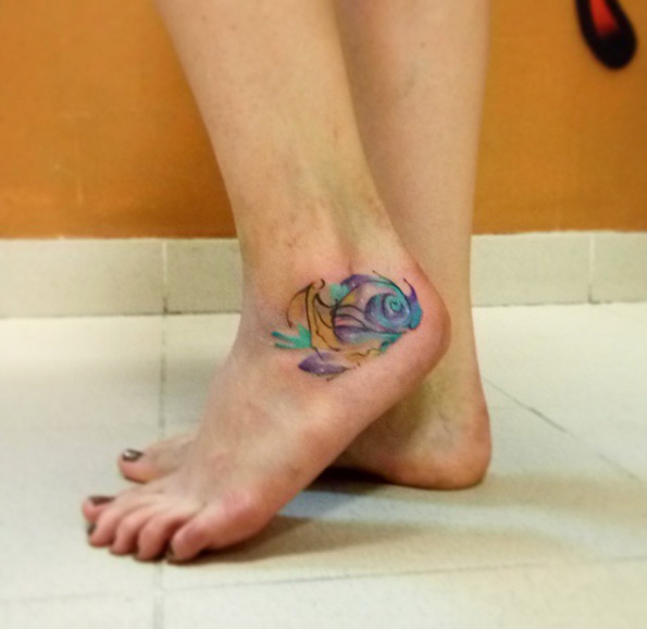 Watercolor snail tattoo by Lenara