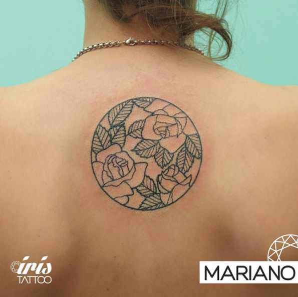 Circle with roses tattoo by Mariano