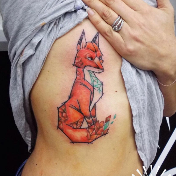 Abstract fox tattoo by Cynthia Sobraty