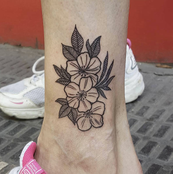 Simple blackwork cherry blossoms by Isabel Barcelona