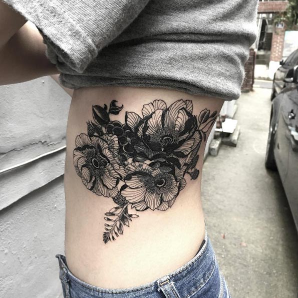 Amazing blackwork floral cover-up by Oozy