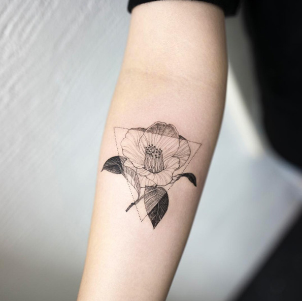 Camellia flower tattoo by Hongdam