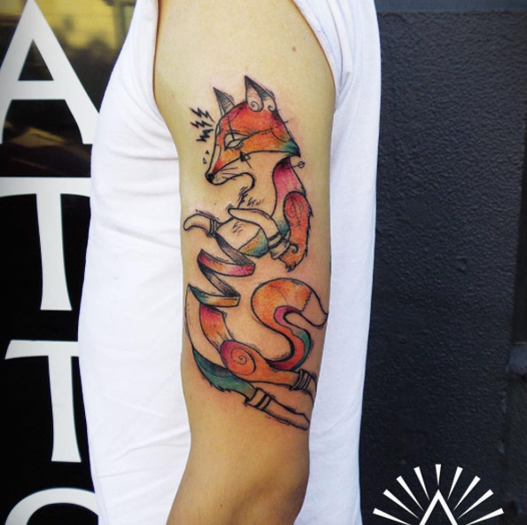 Fox tattoo by Cynthia Sobraty