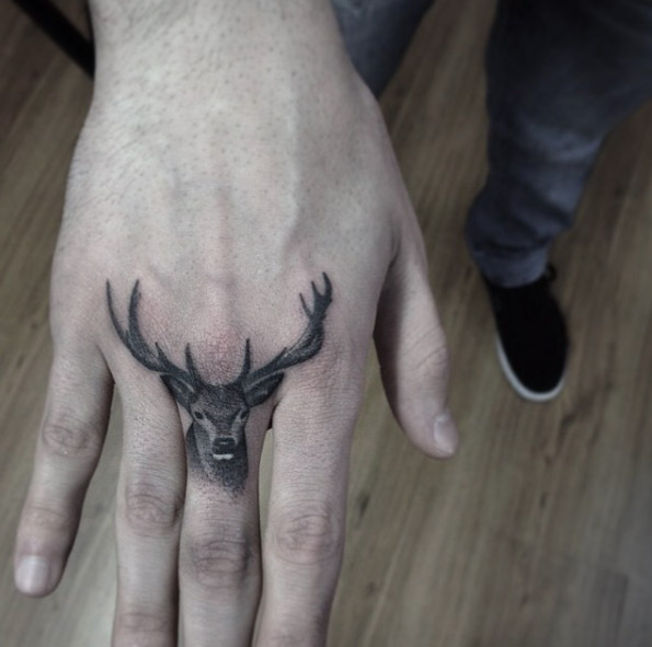 Stag finger tattoo by Fillipe Pacheco