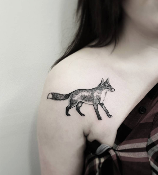 Dotwork fox tattoo by Jules Gordon