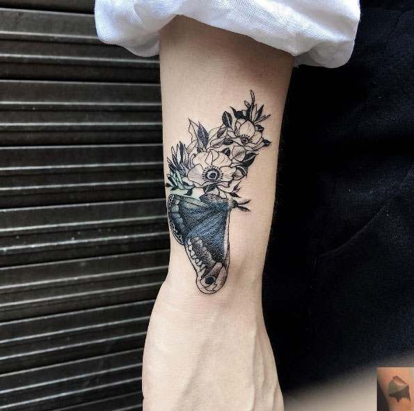 Floral butterfly tattoo by Oozy