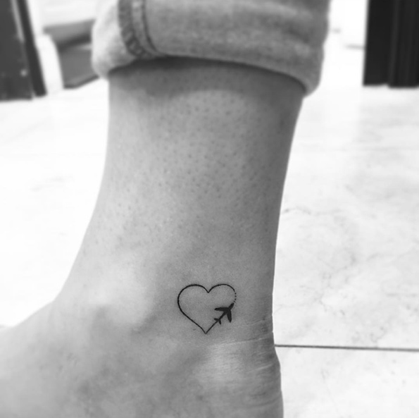 love heart travel tattoo
