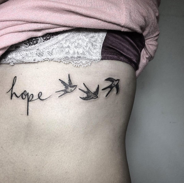 'Hope' and a few birds by Fin Tattoos