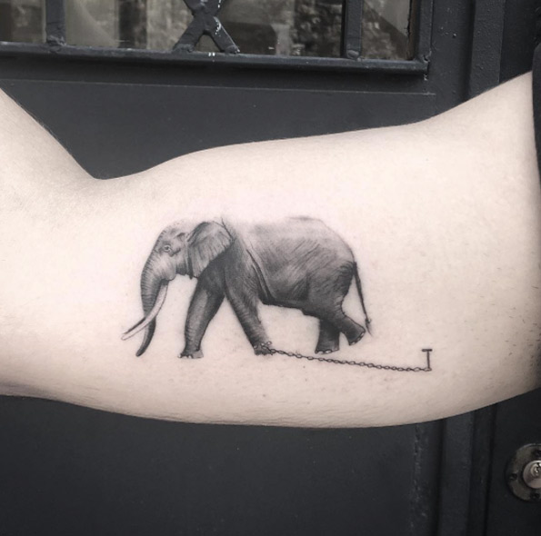 Hyper-realistic elephant tattoo by Resul Odabas