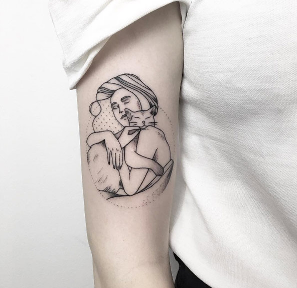 Kitty love tattoo by Maria Fernandez