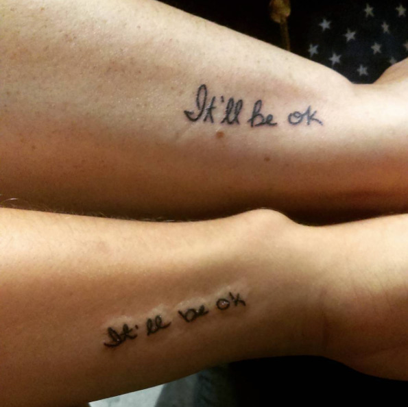 Matching 'I'll be OK' tattoos via Lindsey Deaner