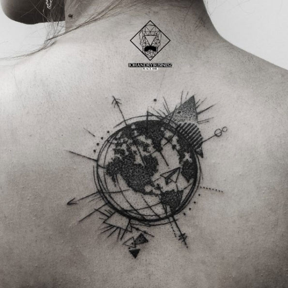 Sketched out globe tattoo by Johandry Businesz