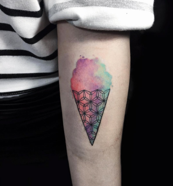 Watercolor ice cream tattoo by Nadya Natassya