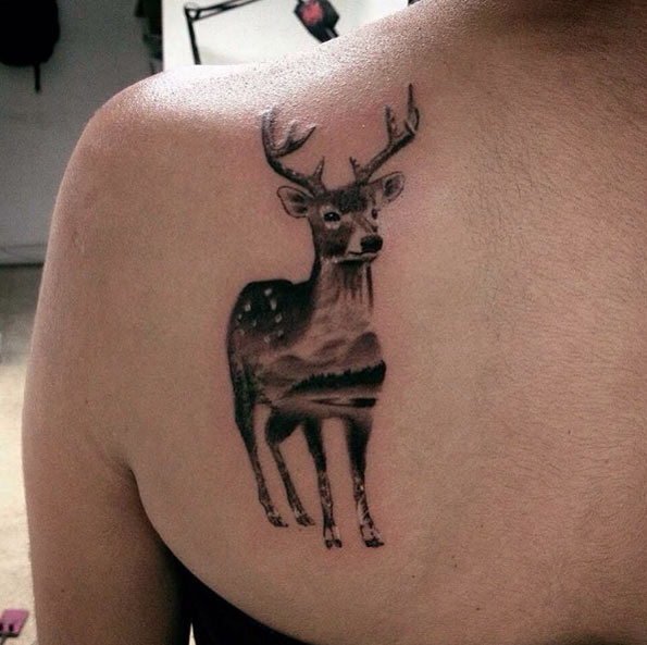 Deer tattoo by Daniel Rozo