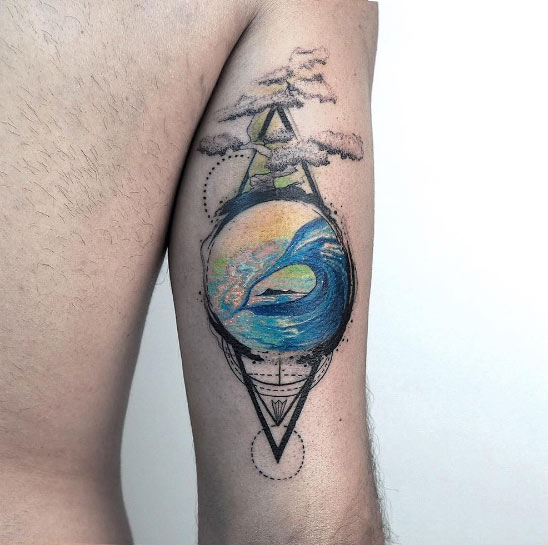 Abstract wave tattoo by Baris Yesilbas