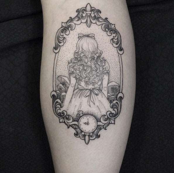 Alice in Wonderland tattoo by Sandra Cunha