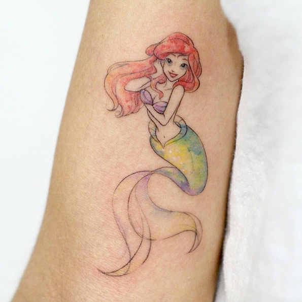 Ariel mermaid tattoo by Tattooist Doy