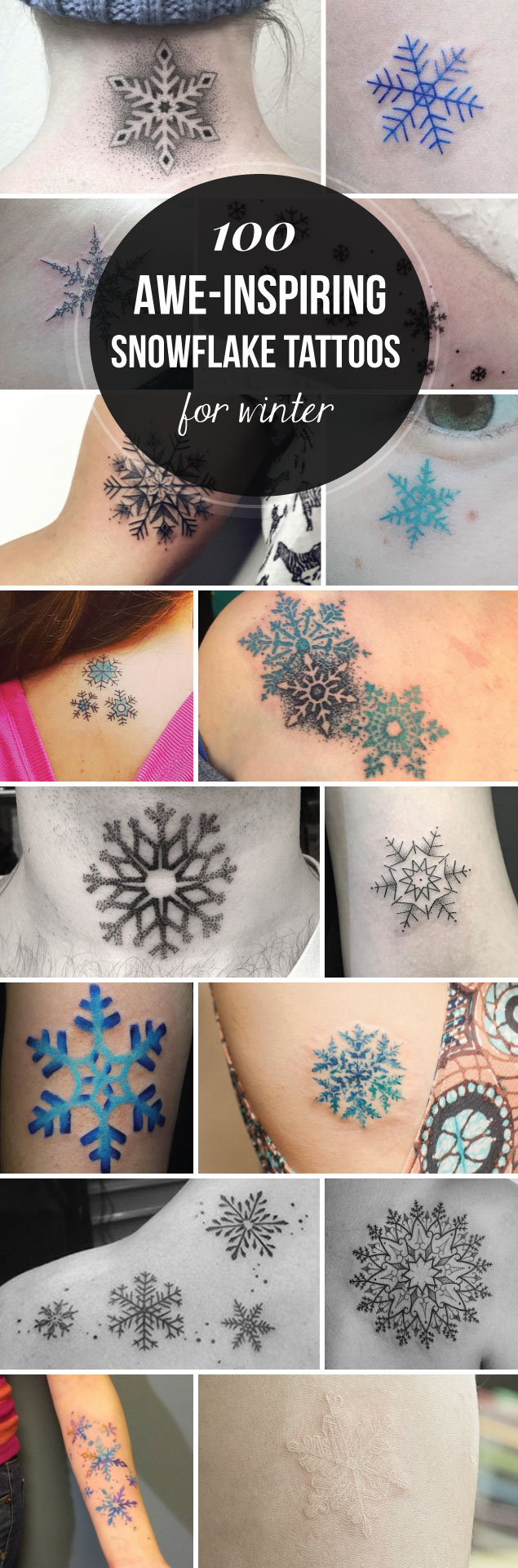 100 Awe-Inspiring Snowflake Tattoos for Winter | TattooBlend