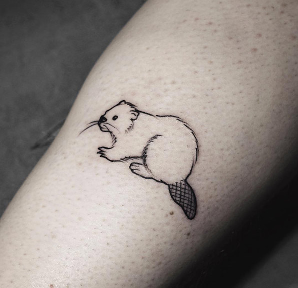 Blackwork beaver tattoo by Yi