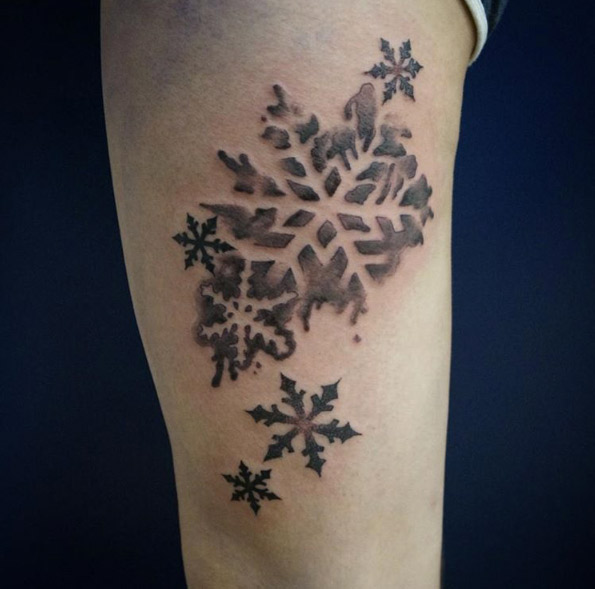 Blackwork watercolor snowflakes by James Waters
