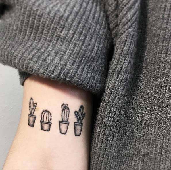 Cacti tattoos by Vlada Shevchenko