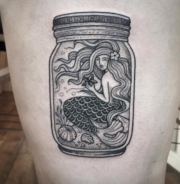 Creative mermaid tattoo by Surflanda