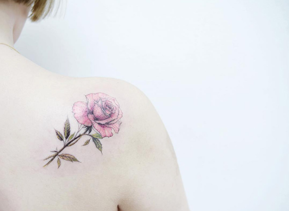 Delicate rose tattoo by Tattooist Banul