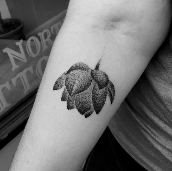 Dotwork artichoke tattoo by Matt Carlisle