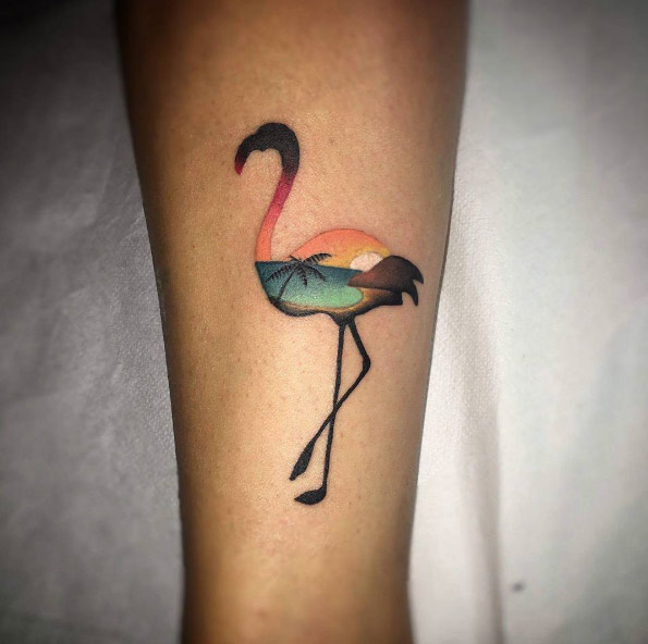 Fantastic flamingo tattoo by Marco Spok