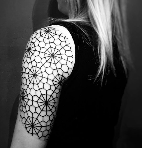 Awesome geometric pattern tattoo by Briana Sargent