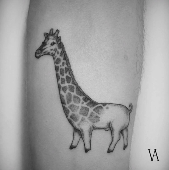Giraffe tattoo by Violeta Arus
