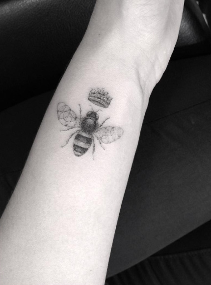 Half-needle bee tattoo by Doctor Woo