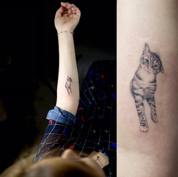 Hyperrealistic kitty tattoo by Sol Art
