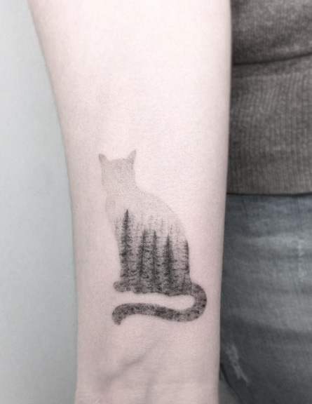 Landscape cat tattoo by Jakub Nowicz