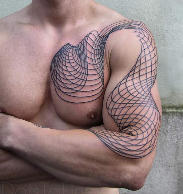 Line art tattoo by Chaim Machlev