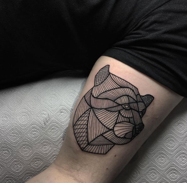 Linework lion tattoo by Anastasia Slutskaya