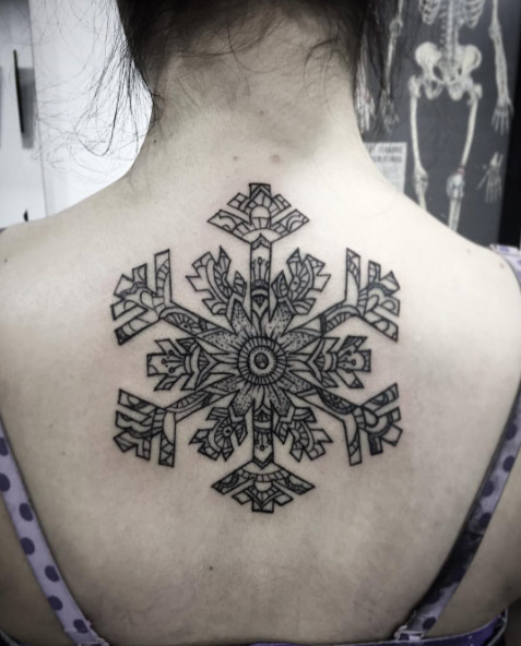 Mandala snowflake tattoo by Sara Morales
