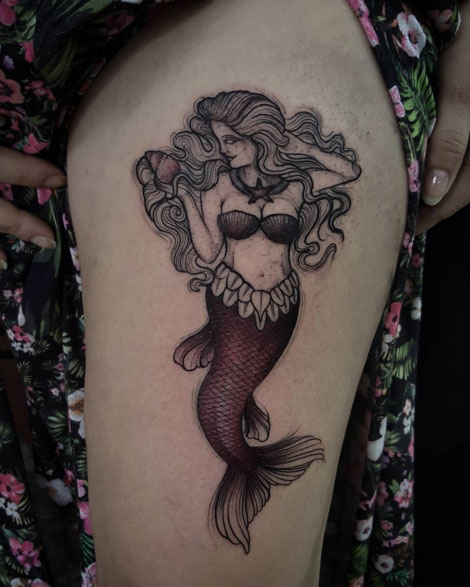 Mermaid tattoo design by Felipe Kross