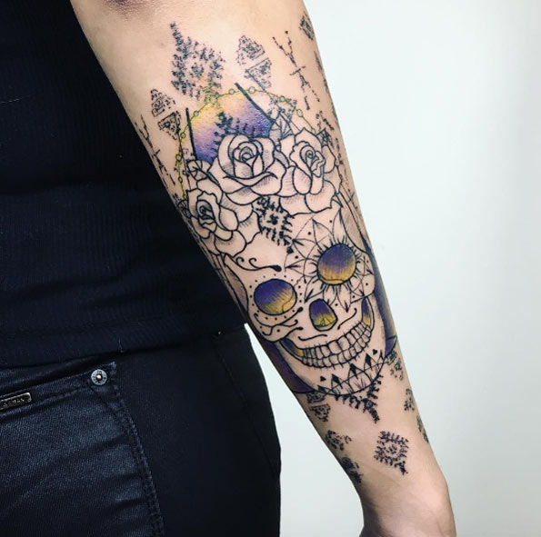 Mexican skull tattoo by SusBoom