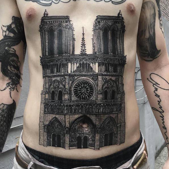 Notre Dame Cathedral tattoo by Oozy